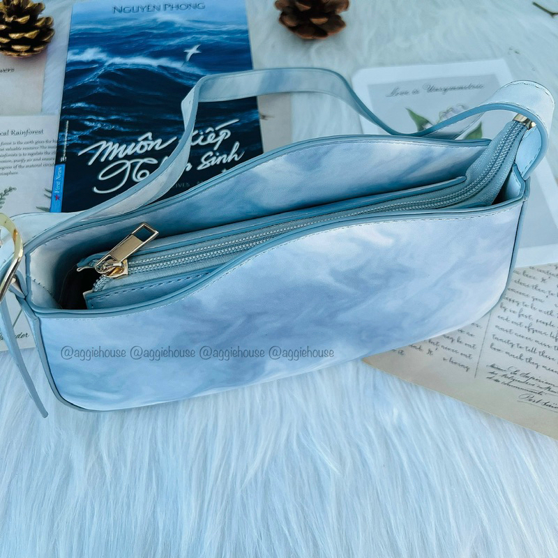 Túi Kẹp Nách Đeo Vai Màu Xanh Da Trời Loang Thiết Kế Thời Trang - Aggie House