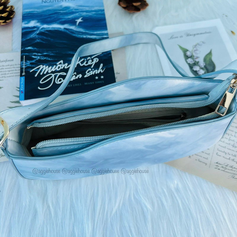 Túi Kẹp Nách Đeo Vai Màu Xanh Da Trời Loang Thiết Kế Thời Trang - Aggie House