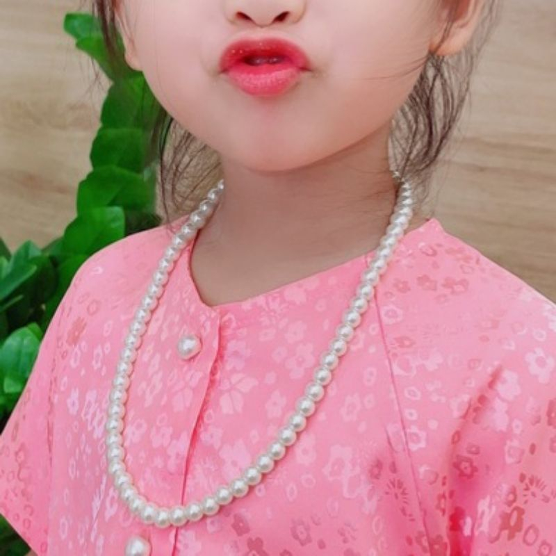 Vòng cổ đính hạt ngọc trai nhân tạo sang trọng cho bé, chuỗi hạt co giãn