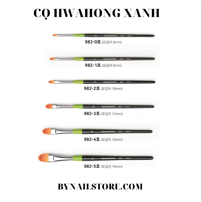 [Hwahong brush nails] Cọ hwahong xanh 982 (1 cọ)