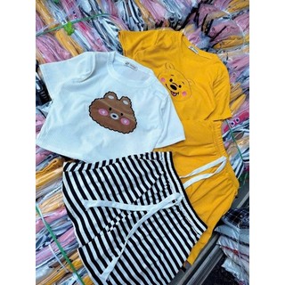 Set Bộ Áo Croptop Kèm Quần Sort Thun Freesize
