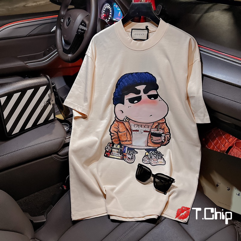 Áo thun cộc hình Shin GC form rộng hàng QCL1