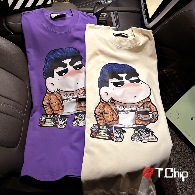 Áo thun cộc hình Shin GC form rộng hàng QCL1