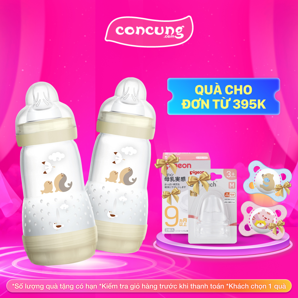 Combo 2 Bình sữa Mam Easy Start Anticolic 260ml - Trắng kem