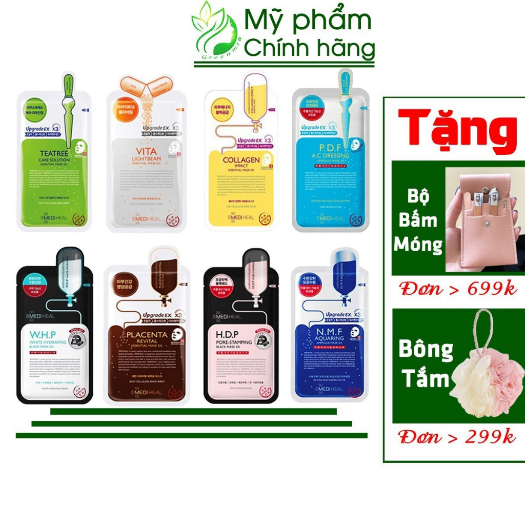 NHẬP KHẨU CHÍNH HÃNG Mặt Nạ Giấy 6 Dòng H.D.P, N.M.F, TEATREE, PLACENTA, VITA, COLLAGEN