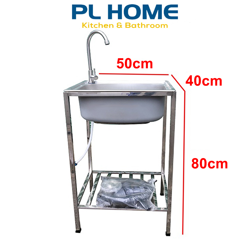 Chân bồn rửa chén 1 hộc kích thước 50x40x80cm chất liệu inox