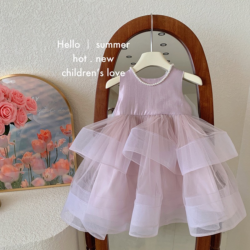 Váy Voan Bồng Công Chúa Nơ Lưng Hàng QC Cao Cấp Bé Gái