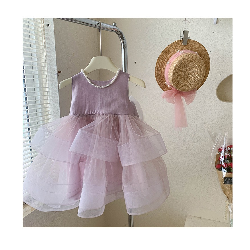 Váy Voan Bồng Công Chúa Nơ Lưng Hàng QC Cao Cấp Bé Gái