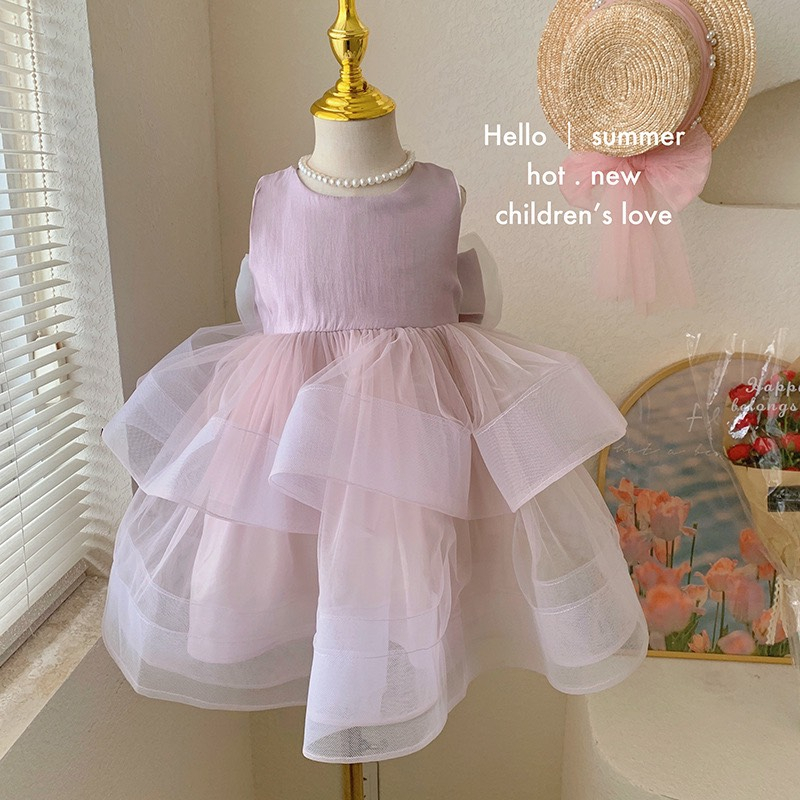 Váy Voan Bồng Công Chúa Nơ Lưng Hàng QC Cao Cấp Bé Gái