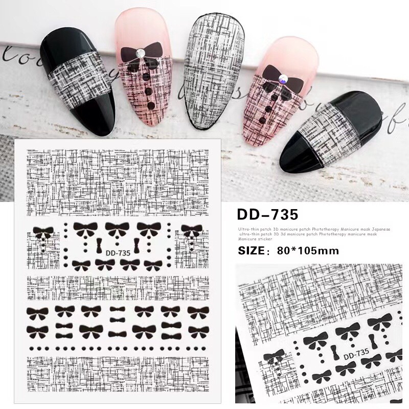 Miếng dán móng tay 3D nail sticker (nơ, họa tiết)