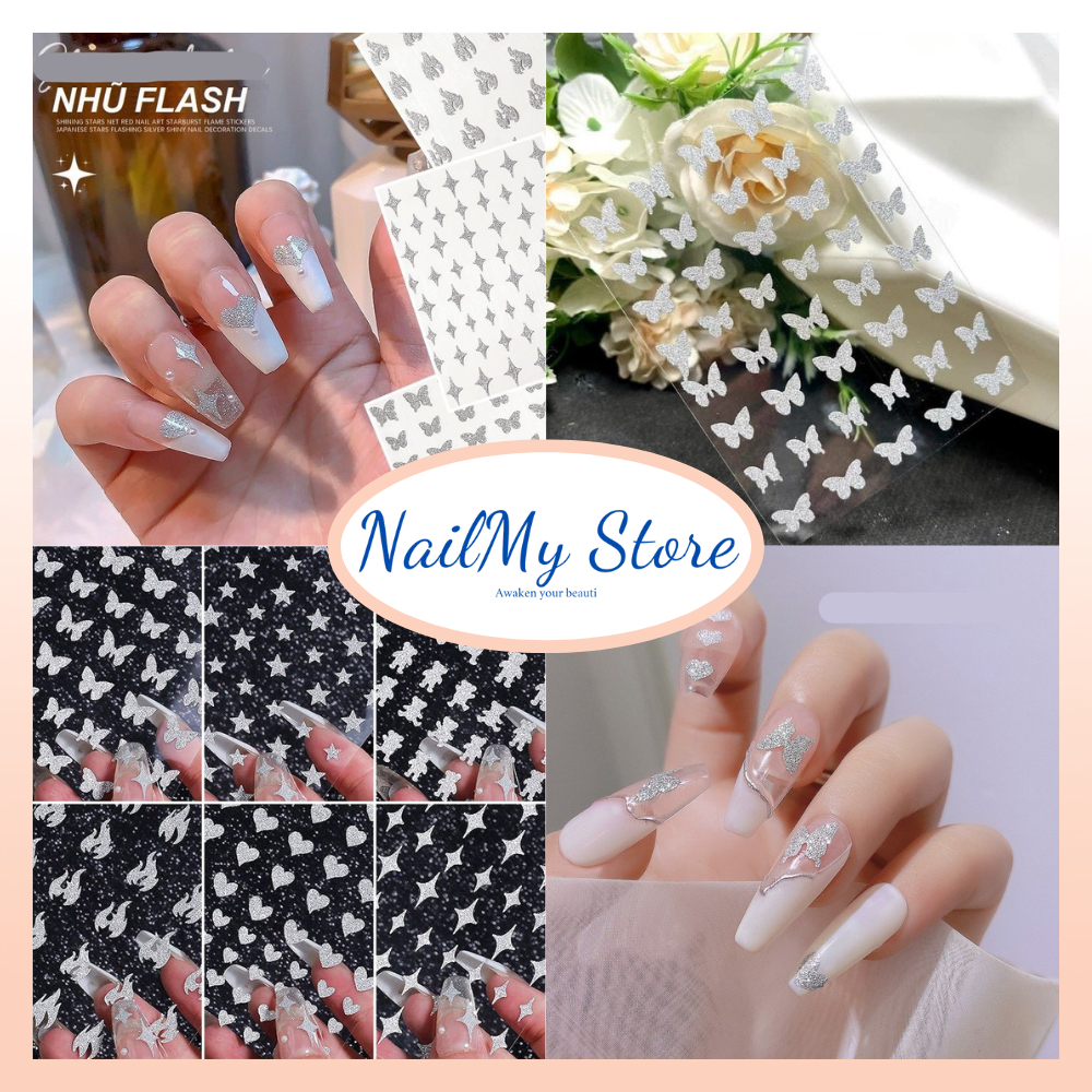 Miếng dán móng tay 3D nail sticker (nhũ flash)