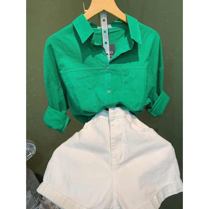 Áo Sơmi Dáng Dài Form Rộng Phong Cách Hàn Quốc