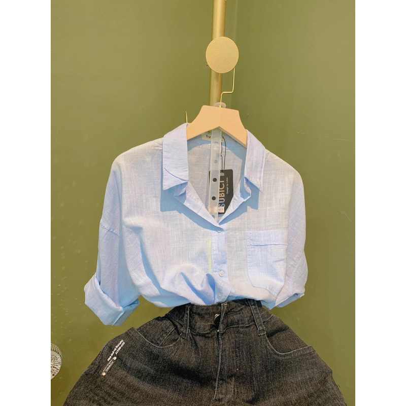 Áo Sơmi Dáng Dài Form Rộng Phong Cách Hàn Quốc