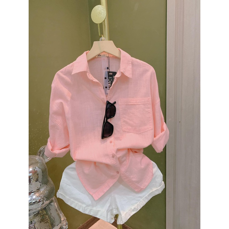 Áo Sơmi Dáng Dài Form Rộng Phong Cách Hàn Quốc