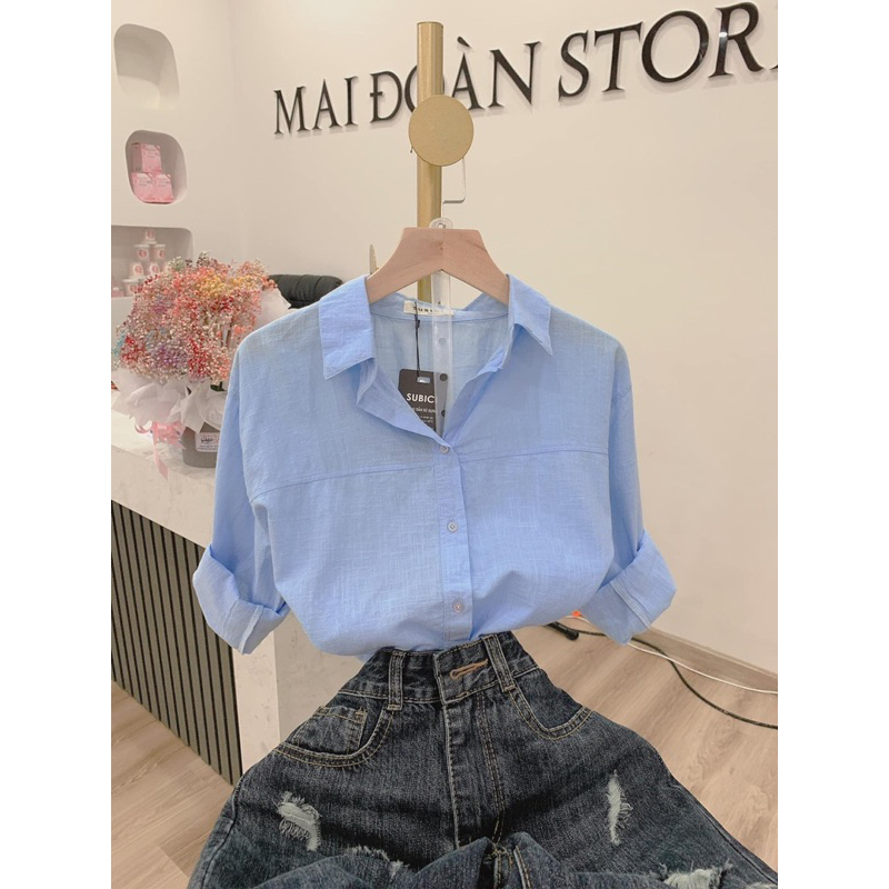 Áo Sơmi Dáng Dài Form Rộng Phong Cách Hàn Quốc