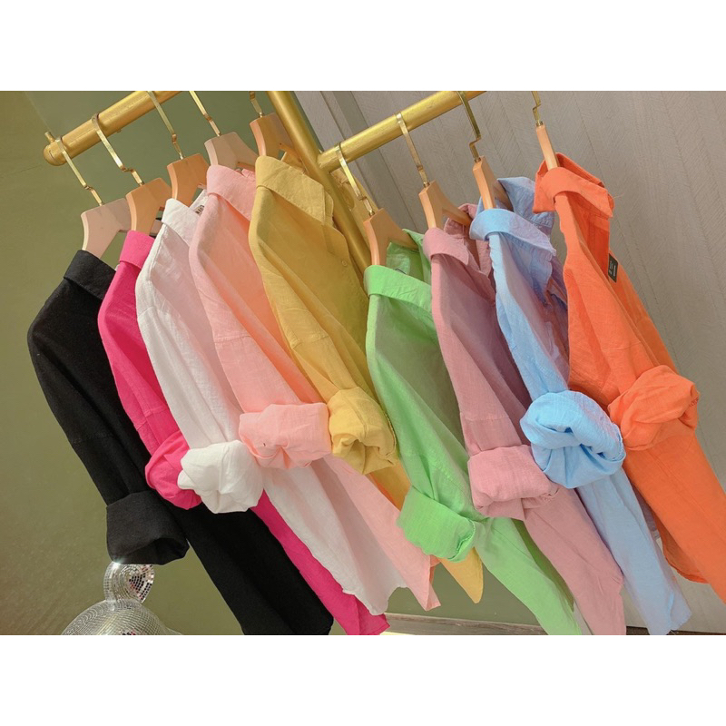 Áo Sơmi Dáng Dài Form Rộng Phong Cách Hàn Quốc