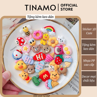 Sticker 3D dán bình nước, ốp điện thoại, charm dán trang trí cute