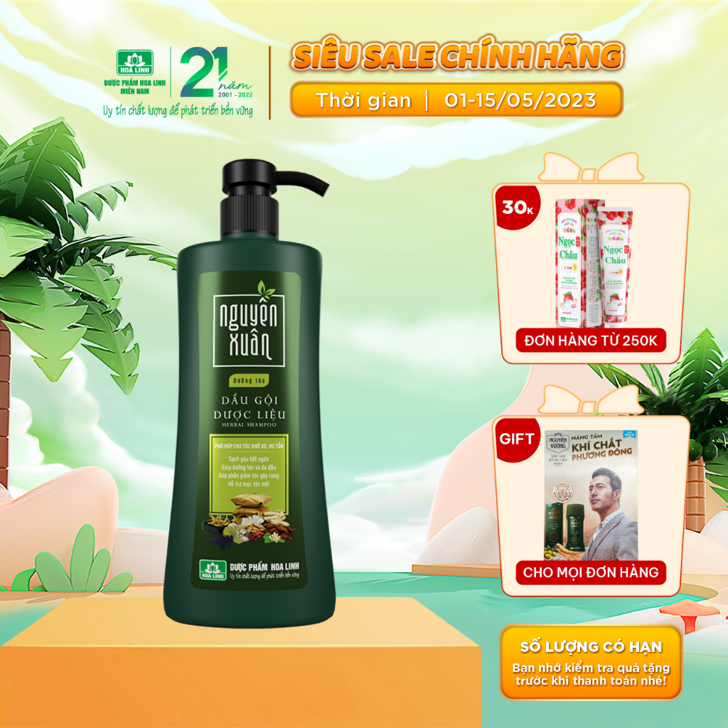 {MỚI} Dầu gội dược liệu Nguyên Xuân dưỡng tóc 600ml - Tặng thêm 10% thể tích giá không đổi