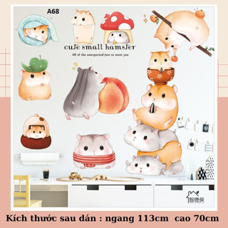 Decal dán tường Chuột Hamster A68 - Decal dán tường Hàn Quốc