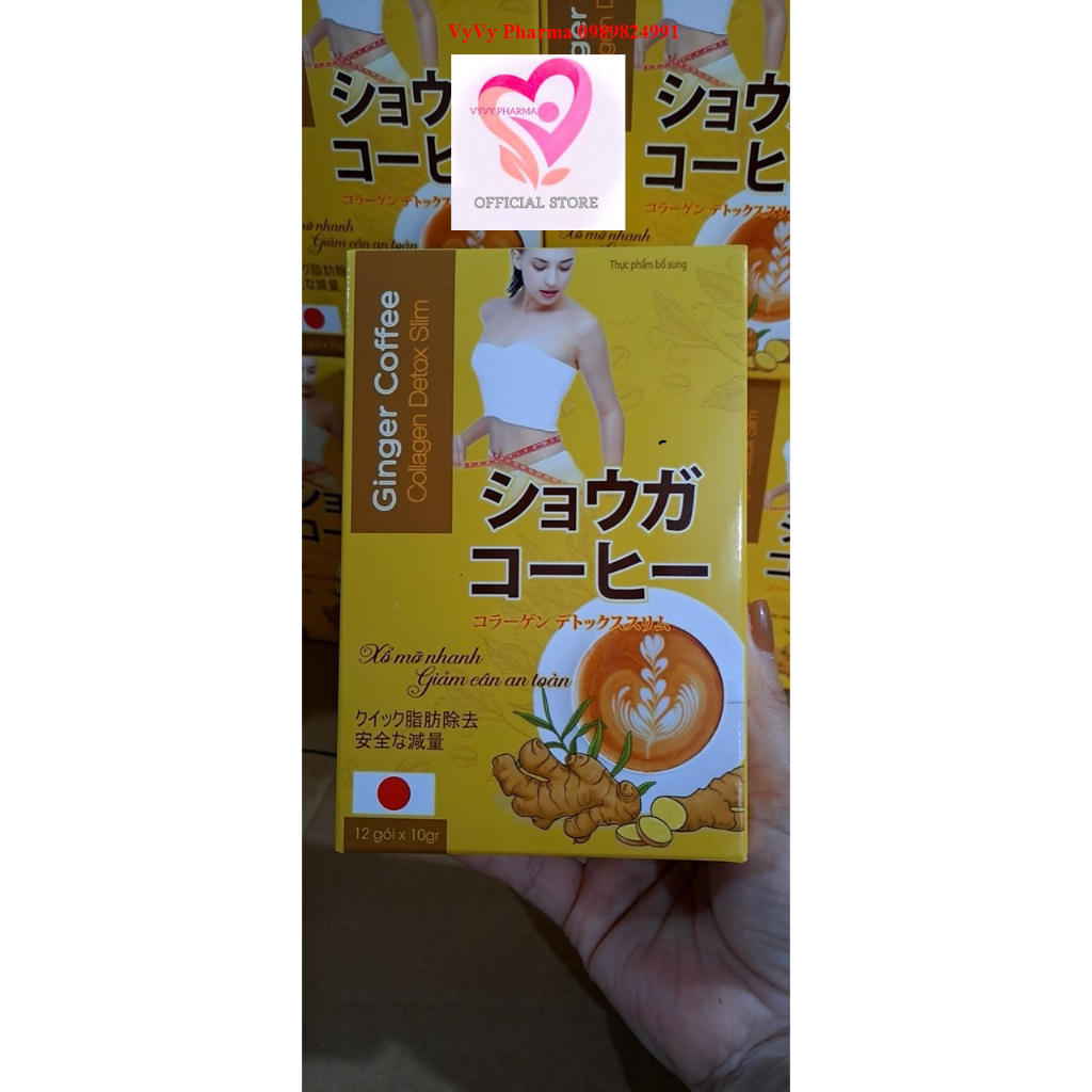 Ginger Coffee Collagen Detox Slim thanh lọc cơ thể giảm béo giảm cân an toàn - 12 gói cà phê gừng GINGER