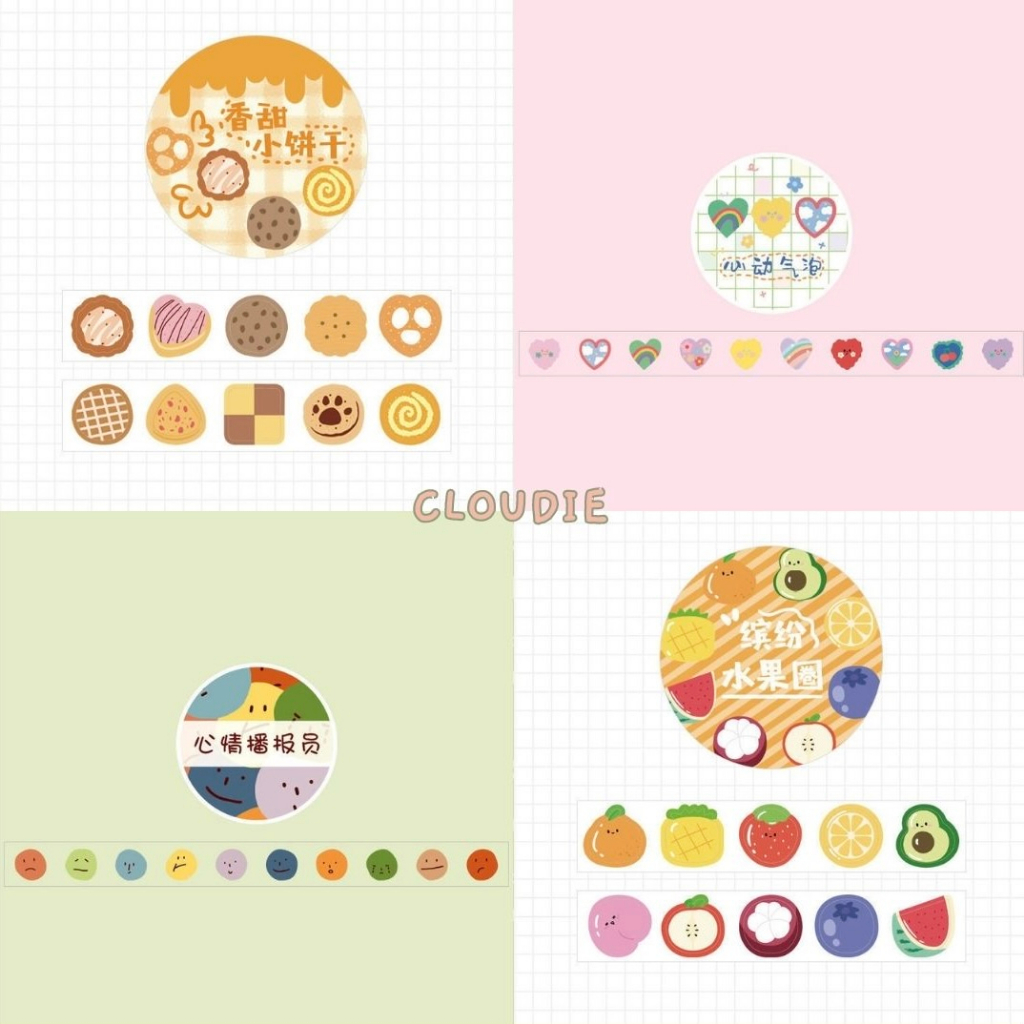 Cuộn sticker tròn cute trang trí sổ_Cloudie Stationery