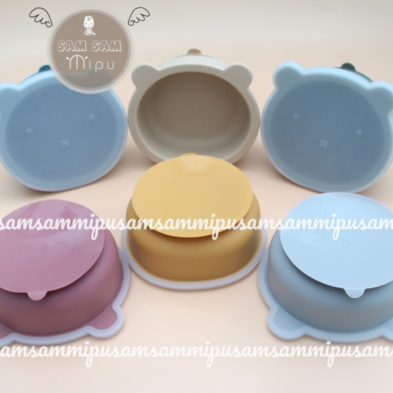 Ảnh Thật Bát Ăn Dặm Silicon Hình Gấu Kèm Thìa Silicon Cao Cấp BPA Free Cho Bé - Shop Mẹ Sam