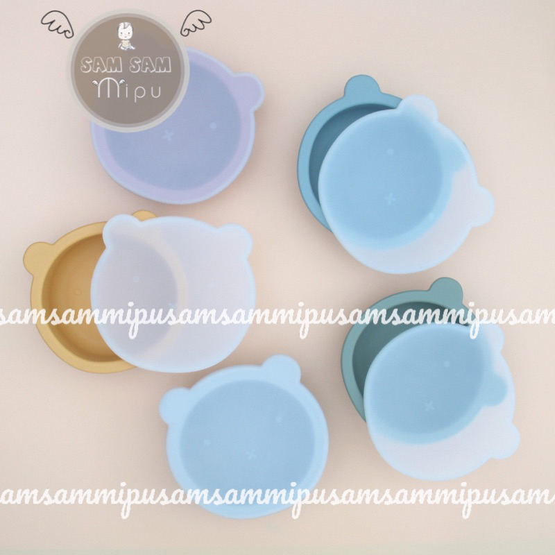 Ảnh Thật Bát Ăn Dặm Silicon Hình Gấu Kèm Thìa Silicon Cao Cấp BPA Free Cho Bé - Shop Mẹ Sam
