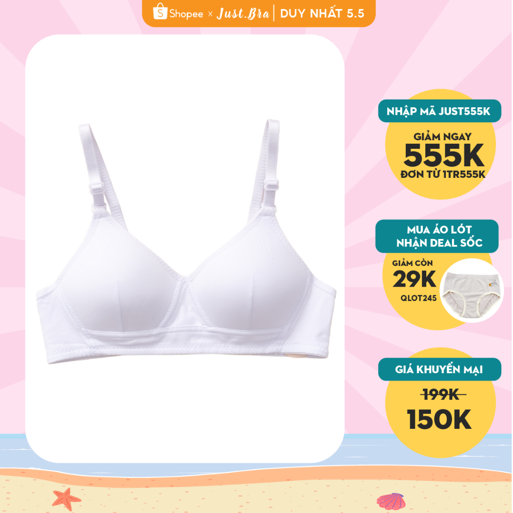 Áo ngực không gọng Just Bra mút xốp thông hơi mềm mại mặc hàng ngày AB383