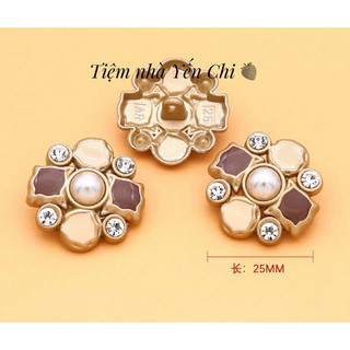 Khuy đá 4 cánh phối nâu MS068 25mm