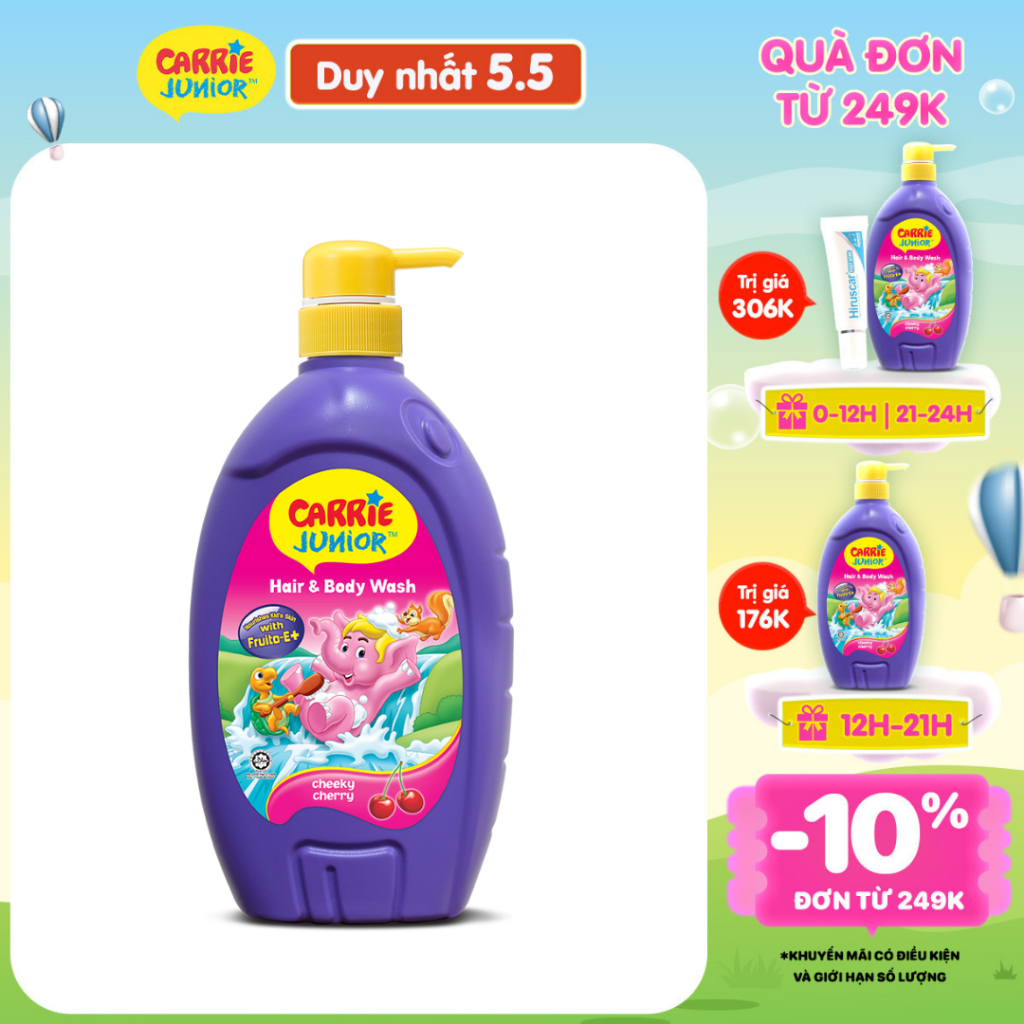 Sữa Tắm Gội cho bé Carrie Junior hương Cherry 700g