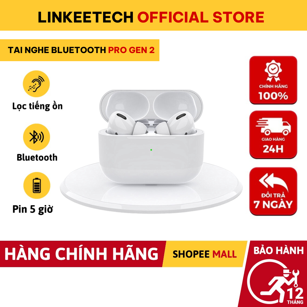 Tai Nghe Bluetooth Không Dây Pro/AIP3/AIP2 Âm Thanh To Mic Rõ Pin Trâu Chạm Cảm Ứng Định Vị Đổi Tên - Linkeetech