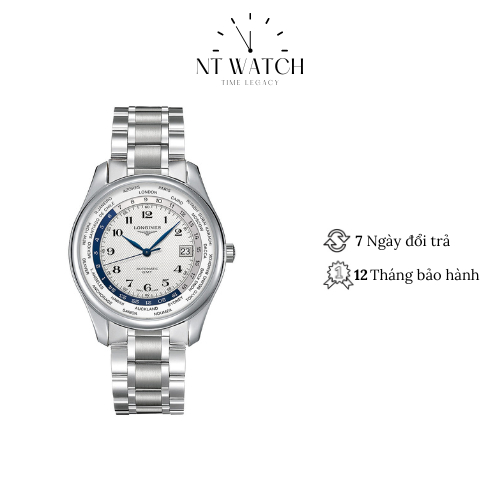 Đồng hồ cơ nam Master Wolrdtime Watch L2.631.4.70.6 mặt số giờ thế giới kính mineral dây thép đeo tay cao cấp