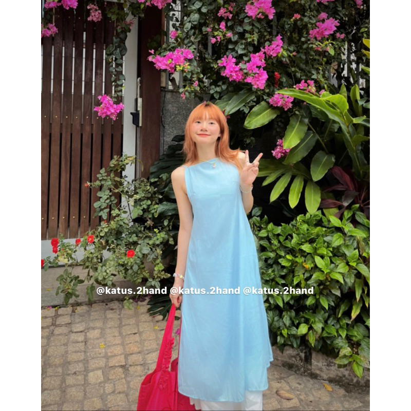 Váy Maxi Cổ Yếm Hở Lưng Dáng Dài Hàng 2 Lớp Siêu Xinh ullzangn