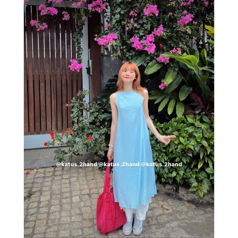 Váy Maxi Cổ Yếm Hở Lưng Dáng Dài Hàng 2 Lớp Siêu Xinh ullzangn