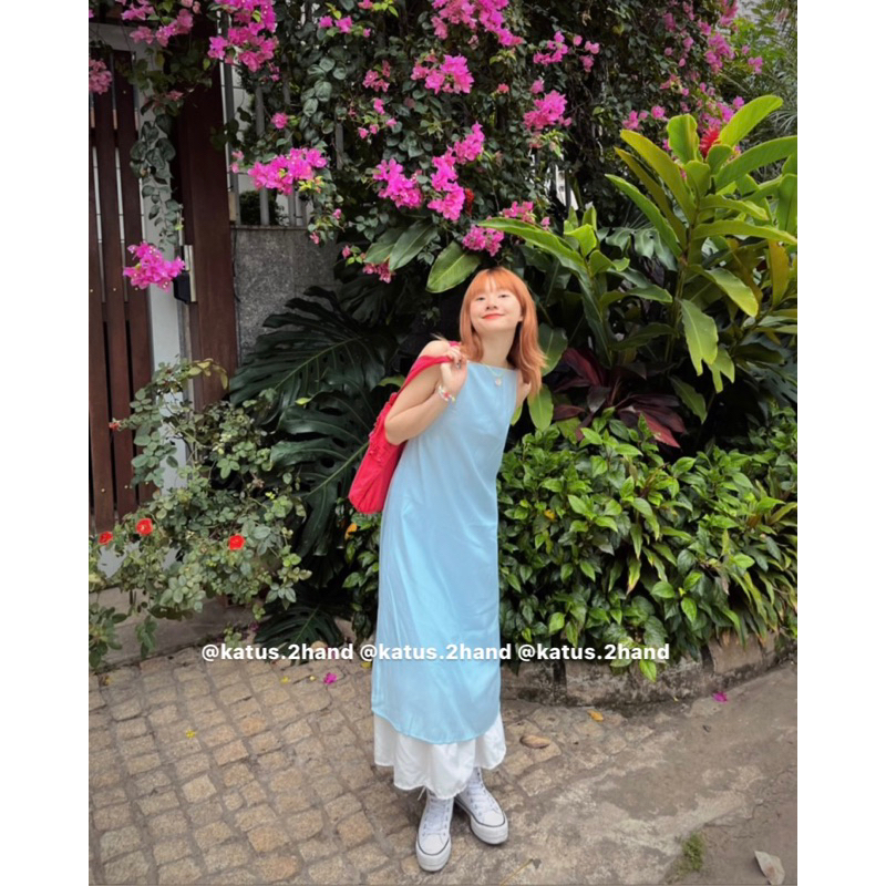 Váy Maxi Cổ Yếm Hở Lưng Dáng Dài Hàng 2 Lớp Siêu Xinh ullzangn