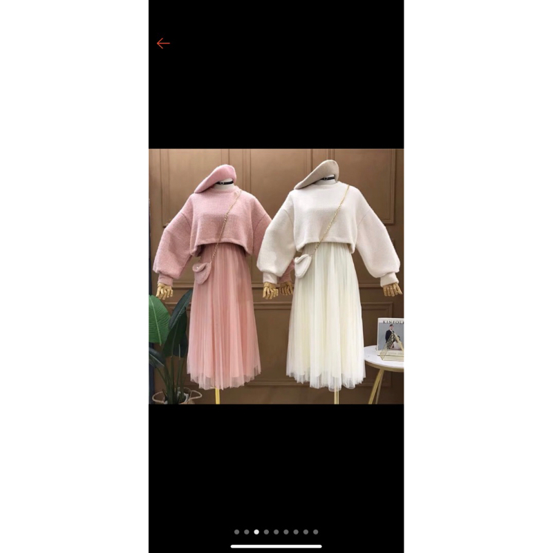 Set váy  thu đông xì tai bánh bèo