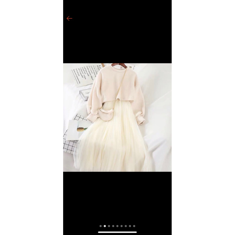 Set váy  thu đông xì tai bánh bèo