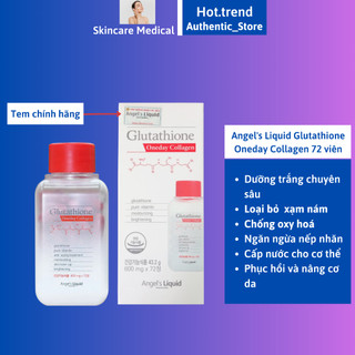 Viên uống Angel's Liquid Glutathione Oneday Collagen 72 viên hỗ trợ trắng da, cấp nước