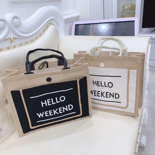 Túi cói Hello weekend