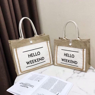 Túi cói Hello weekend
