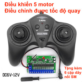 Bộ điều khiển từ xa 5 motor 10 kênh, có điều chỉnh tốc độ dùng chế xe điều khiển từ xa, máy xúc, tàu, thuyền, cano sử dụ