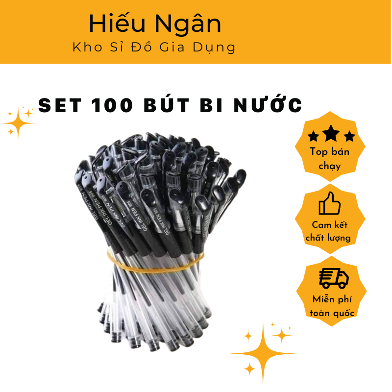 Set 100 bút bi văn phòng màu nước đen bền mực giá siêu tốt