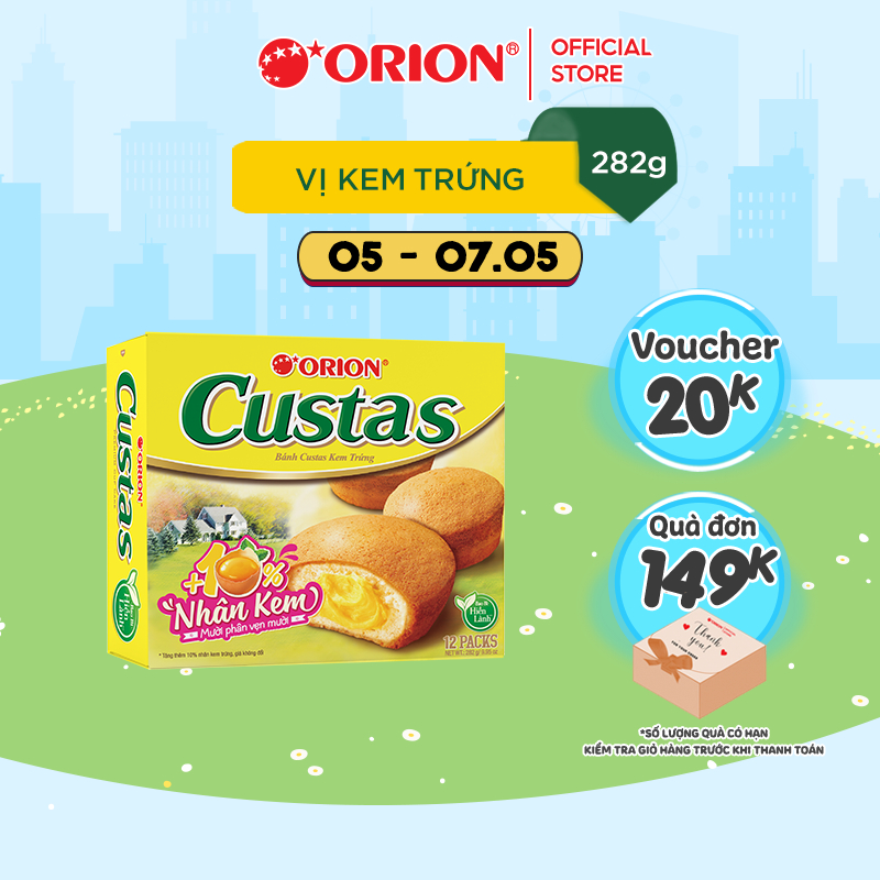 Hộp 12 gói bánh Orion Custas kem trứng (282G)