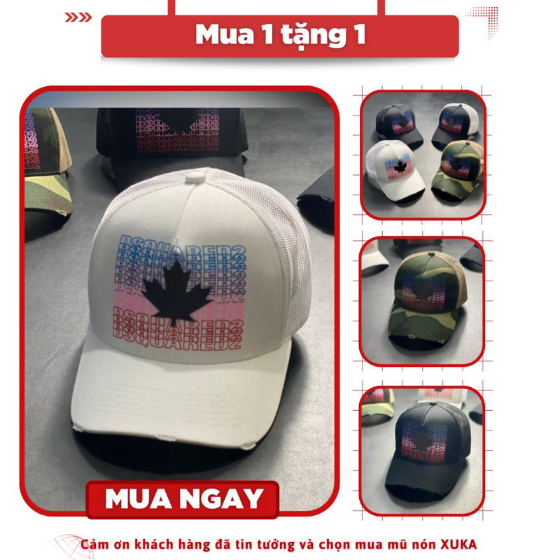 Mũ nón kết lưới / nón lưỡi trai lưới Dsquared 2 hoạ tiết lá mùa thu hàng công ty phong cách ứng dụng hằng ngày VNXK