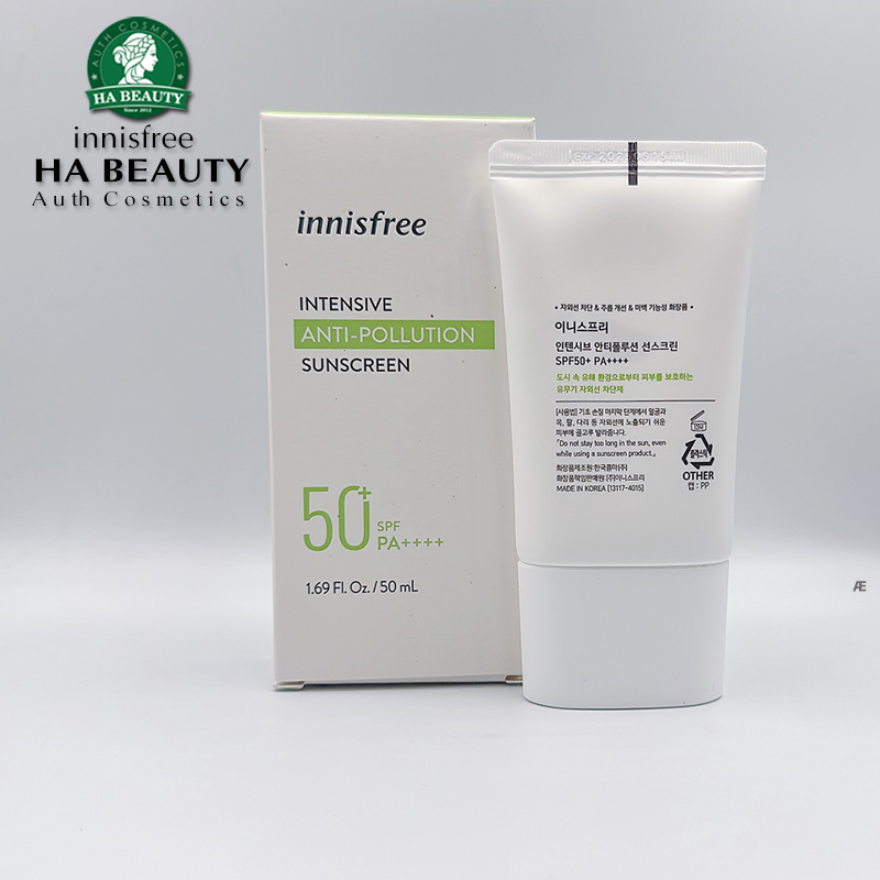 Kem chống nắng Chống thấm nước Ngăn ngừa bụi mịn innisfree Intensive Anti-Pollution Sunscreen SPF50+PA++++ 50mL