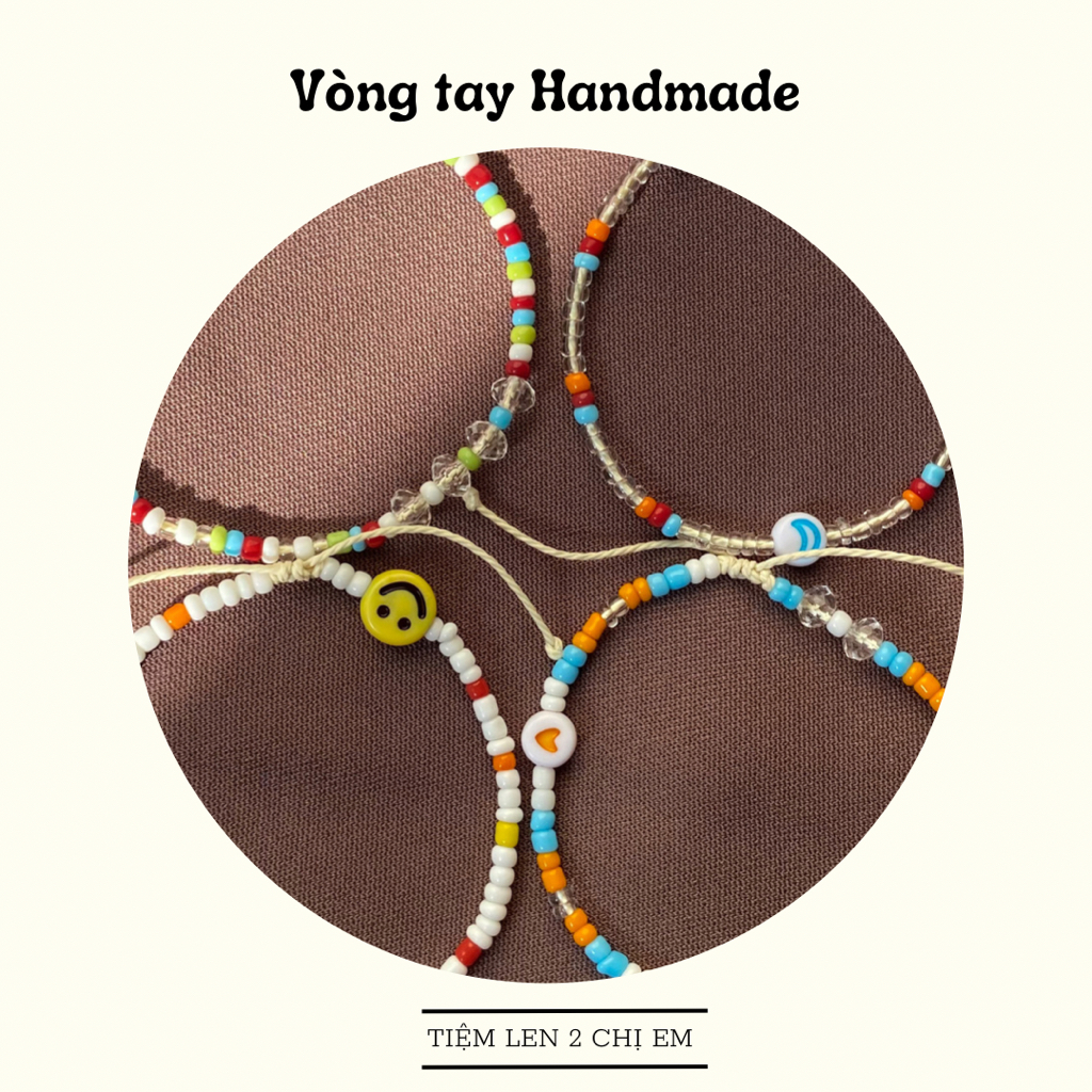 Vòng tay hạt cườm mix nhiều màu dây sáp chống nước