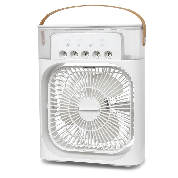Quạt Phun Sương Mini Để Bàn Làm Mát Không Khí Bằng Nước Đá, Quạt Điều Hòa Hơi Nước Làm Lạnh Cực Nhanh, Đèn Led 7