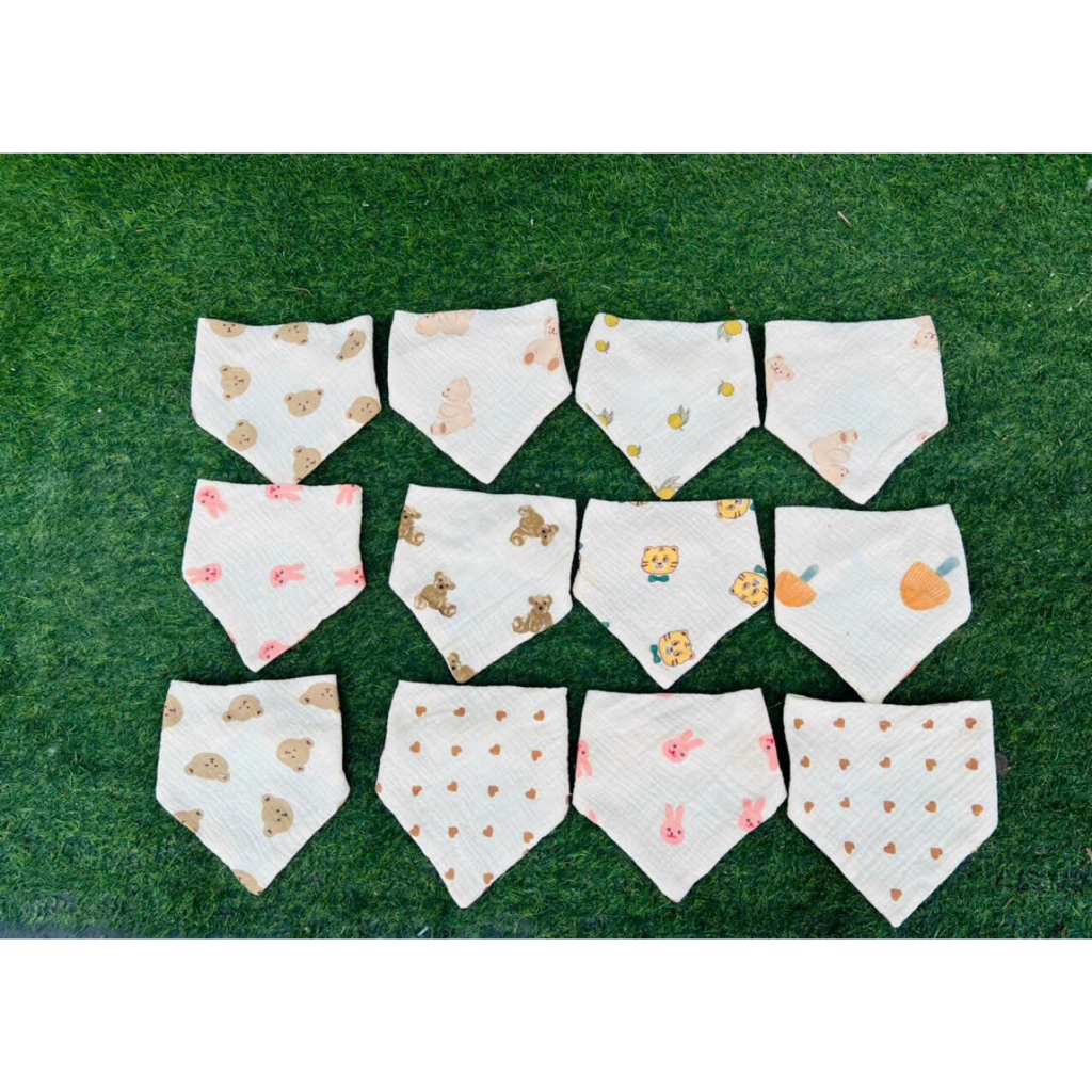 Khăn yếm xô tam giác Organic Muslintree 4 lớp cao cấp cho bé sơ sinh, bé trai, bé gái Thị Nắng Store