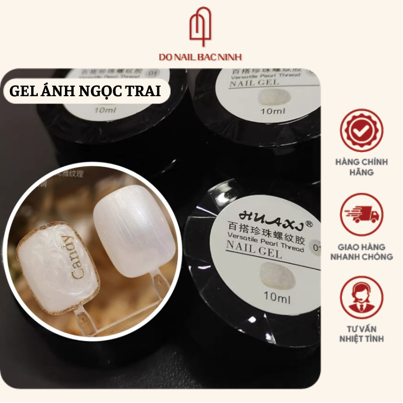 Gel ngọc trai nail, gel ánh trai màu trắng và kem HUAXI chính hãng - hũ 10ml