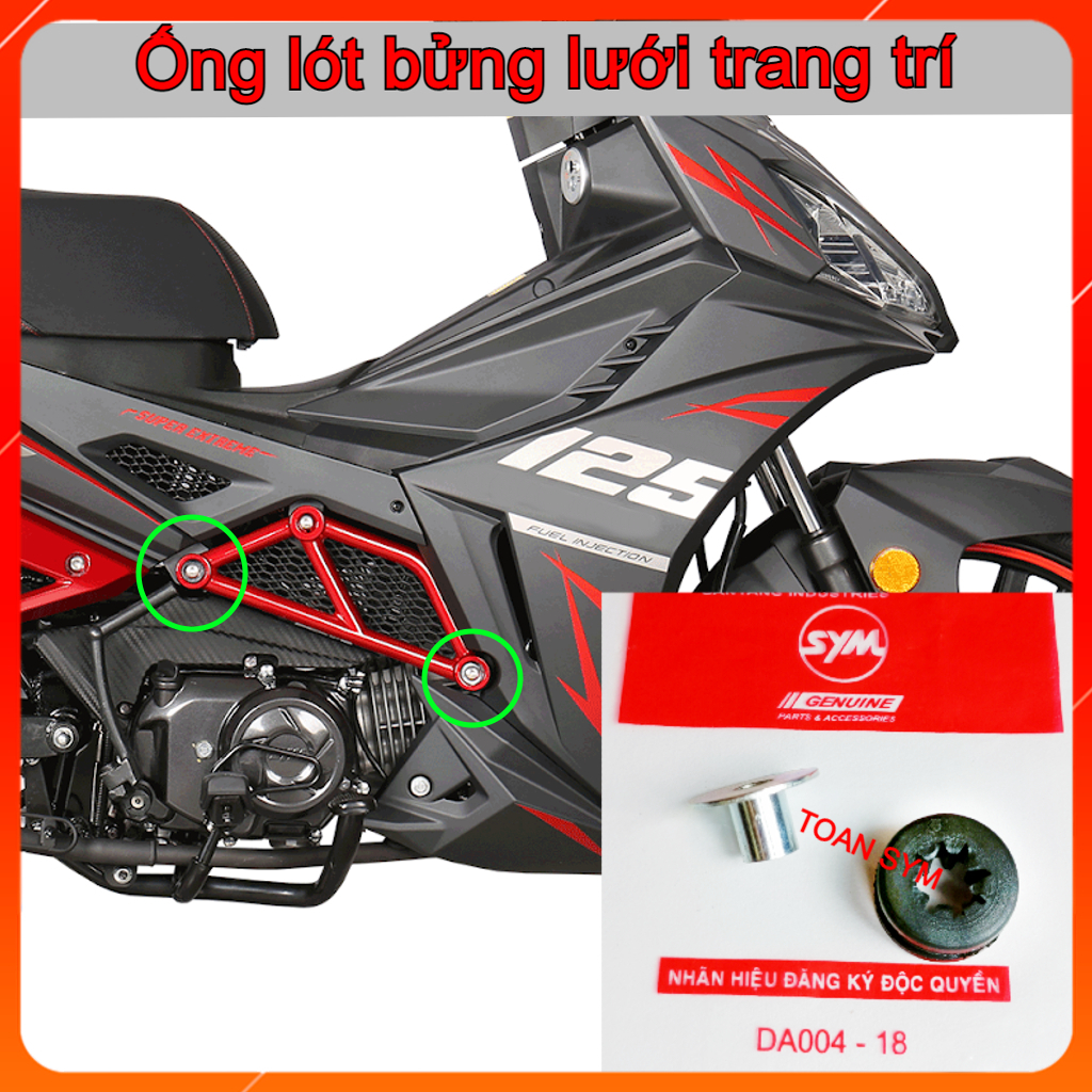 Ống lót bửng lưới trang trí xe Star X/Sr 125 Chính Hãng Sym